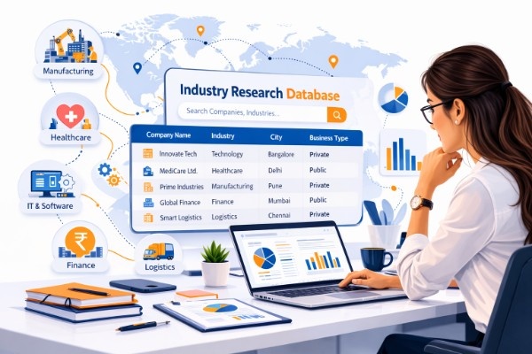 Business analyst exploring an industry-specific database to study companies within a particular market sector.